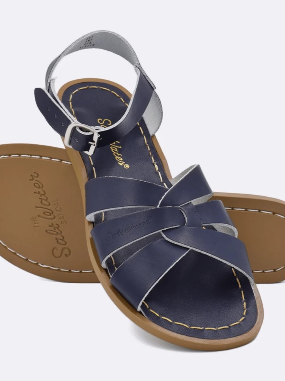 Salt Water Sandals, Navy Leather, 7